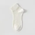 White silk blend women mid-tube socks, breathable thin spring summer casual solid color socks - One Size / Milk White