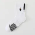 Men athletic basketball socks mid tube thickened towel bottom anti slip running long socks - One Size / White Black