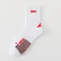Men's athletic basketball socks mid-tube running anti-slip cushion towel bottom sports crew socks - One Size / White with Red Label