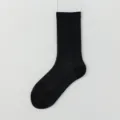 Women black ribbed mid-tube socks, breathable thin mesh knit design for summer daily wear. - One Size / Black