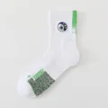 Men's mid-calf athletic basketball socks with thickened towel bottom and anti-slip grip. - One Size / White Green