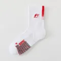 Herren bestickte Basketball Crew Socken, dicke Frotteesohle sportliche Profi Sportsocken. - Einheitsgröße / Weiß Rot