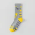 Grau gelbe athletische Yoga Socken rutschfest langer Schlauch Sport Fitness Socken Bekleidung - Einheitsgröße / Grau
