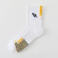 Herren bestickte Basketballsocken, mittelhohe rutschfeste Frotteesohle professionelle Sportsocken - Einheitsgröße / Weiß-Gelb