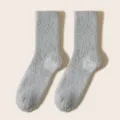 Grey fluffy cozy socks for women, thick plush winter home sleep floor socks. Soft warm socks. - One Size / Dark Gray