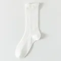 Calzini bianchi con volant da donna, calzini scuola JK in cotone mesh traspirante estivo. - Taglia unica / Bianco