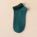 Calcetines cortos de mujer de color liso con puño felpudo suaves transpirables moda - Talla única (35-42) / Verde Oscuro