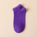 Calcetines cortos morados con puño esponjoso para mujer, cómodos transpirables de uso diario. - Talla única (35-42) / Púrpura profundo