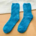 Cozy plush fuzzy winter socks for women thick solid color warm cozy floor socks daily wear - One Size (35-42) / Peacock Blue