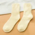 Women thick fluffy plush socks cozy winter warm floor socks light yellow variant - One Size (35-42) / Light Yellow