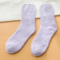 Thickened coral fleece warm socks for women, cozy winter solid color fuzzy floor sleep socks. - One Size (35-42) / Light Purple
