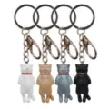 Cute standing cat keychain set of four colors, metal ring and hook for bags and keys. - 4-Piece Set