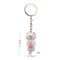 Niedlicher schlafender Katzen Schlüsselanhänger Metall Detail Nahansicht Zubehör - Rosa Weiß