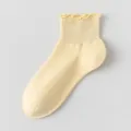 Yellow Ruffle Ankle Socks, Cute Frilly Cotton Short Socks for Women and Girls Variant. - One Size / Milky Yellow