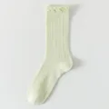 Women summer thin breathable mesh cotton crew socks with ruffled top light yellow variant - One Size / Aqua Green