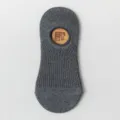 Women's dark grey low cut invisible boat socks, ribbed knit summer thin breathable cotton. - One Size / Dark Gray
