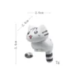 Cute cartoon cat figurine miniature desktop ornament with dimension specs for home and office decor. - White Tiger Cat