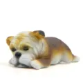 Harz schlafende Bulldogge Figur Variante, niedliche Welpen Auto Ornament Heim Dekor. - Mit Klebepunkt / Liegende Dunkelkaffee-Graue Englische Bulldogge