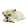 Süße schlafende Bulldogge Harz Figur Auto Armaturenbrett Deko Welpe Skulptur Spielzeug. - Mit Klebepunkt / Liegende Hellkaffee Englische Bulldogge