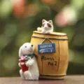 Resin cute cat and dog miniature figurine fridge magnet, perfect for home decor display. - Dog and Cat Barrel Combination
