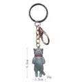Cute sleepy cat keychain bag charm, grey kitten pendant with red collar and metal ring. - Sleeping Grey Cat