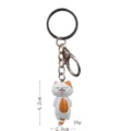 Niedlicher schlaffer Katze Schlüsselanhänger Metallring Taschenanhänger Detailansicht Foto - Karabiner-Stil / Einzelpreis / Kaffee-Weiß