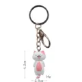 Niedlicher schläfriger Katzen Schlüsselanhänger, detaillierte süße Kätzchen Figur mit Metallring. - Karabiner-Stil / Einzelpreis / Rosa Weiß