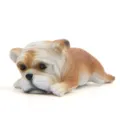 Niedliche schlafende Bulldogge Kunstharz Figur, braun-weißer Welpe Auto Ornament, Tischdeko Modell. - Mit Klebepunkt / Liegende Dunkelkaffee Englische Bulldogge