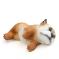 Süße schlafende Bulldogge Harz Figur, perfekte Auto Armaturenbrett Deko und Schreibtisch Spielzeug. - Mit Klebepunkt / Seitlich Liegende Dunkelkaffee Englische Bulldogge