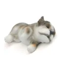 Niedliche schlafende Bulldogge Harz Figur Auto Ornament grau weisse Tischdeko Spielzeug - Mit Klebepunkt / Seitlich Liegende Graue Englische Bulldogge