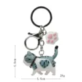 Süßer dicker Katzen Schlüsselanhänger mit Pfoten Anhänger, Metallkarabiner für Taschen. - Karabiner-Stil / Grau-Weiße Herzmuster Katze (Weiße Kralle)