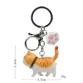 Süßer dicker oranger Katzen Schlüsselanhänger mit Pfoten Anhänger Metall Karabiner - Karabiner-Stil / Gelb-Weiße Getigerte Katze (Weiße Kralle)