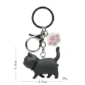 Süßer grauer dicker Katzen Schlüsselanhänger mit Pfoten Anhänger und Metall Karabiner. - Karabiner-Stil / Graue Katze (Weiße Kralle)