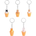 Süßer Cartoon-Kaninchen-Eiscreme-Schlüsselanhänger Detailansicht mit bunten Taschenanhängern. - 5 Stile Hasen Schlüsselanhänger Set / Mehrfarbig