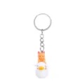 Lindo portachiavi gatto cartone animato su anatra, ciondolo creativo in metallo per borsa. - Anatra Bianca + Gatto Giallo Portachiavi