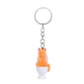 Witziger orangener Katzen WC Schlüsselanhänger Cartoon Tasche Anhänger Auto Zubehör Detail - Gelbe Sitzende Katze Auf Toilette