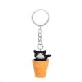 Black Cat + Yellow Bucket Keychain