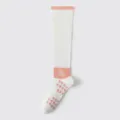 Women sports compression socks, white mid-calf running fitness socks with pink grip dots. - One Size / White with Orange Cuff
