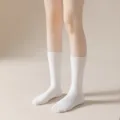 Calcetines blancos de media pantorrilla para mujer de punto casual cómodos uso diario - Talla única / Calcetines largos blancos 22 cm