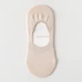 Women's summer breathable mesh shallow invisible boat socks with anti slip silicone grip. - One Size / Beige