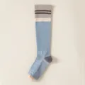 Women athletic compression sports socks knee high fitness running striped design new - One Size / Blue