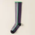 Women compression socks athletic fitness running sports knee high calf support grey purple - One Size / Purple