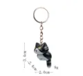 Leuke zwart-witte kat sleutelhanger hars hanger metalen ring tas accessoire gift - Hurkende Kat - Zwarte Tijger Kat Sleutelhanger / Zwart