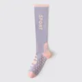 Purple sports compression socks for women, knee-high athletic socks for running and fitness. - One Size / Purple