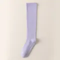 Purple long compression socks for women, ribbed sports yoga and running grip socks. - One Size / Purple