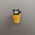 Süßer Katzen Eiswaffel Kühlschrankmagnet, kreativer tierischer Magnetaufkleber für Dekoration. - Eiscreme Schwarze Katze (Offener Mund) / 1 Stück