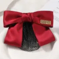 Rotes Schleifen Haarnetz Duttkissen Haarklammer für Damen, elegante Arbeits Haarspange. - Smiley / Feinmaschig / Rot
