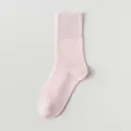 Pink solid color mid-tube socks for women, soft thin cotton breathable daily casual wear SKU. - One Size / Light Pink