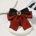Vintage bow hair clip for women, elegant black and red fabric hair accessory for office styling. - Retro Brick Red Coarse Mesh Bun Cover