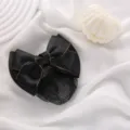 Professional black satin bow hair net with gold trim, elegant bun cover for work. - Black with Gold Trim Fine Mesh